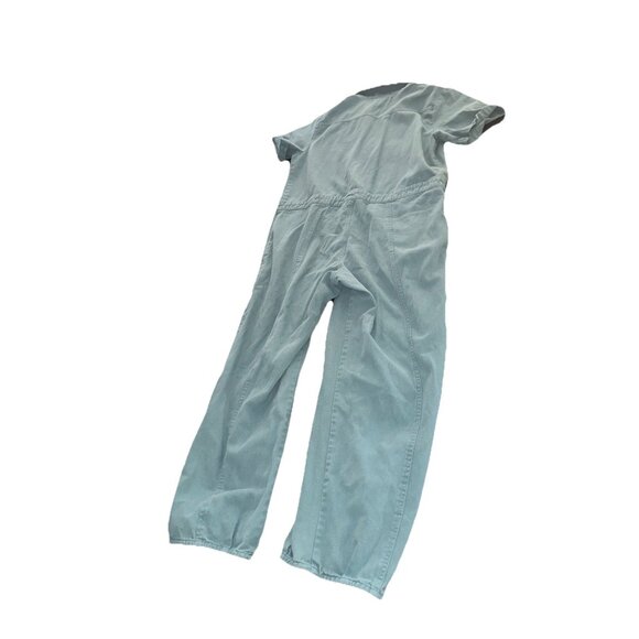 Back Beat Co Boiler Jumpsuit Organic Cotton Linen Snap Womens Medium Teal Blue - Picture 3 of 3